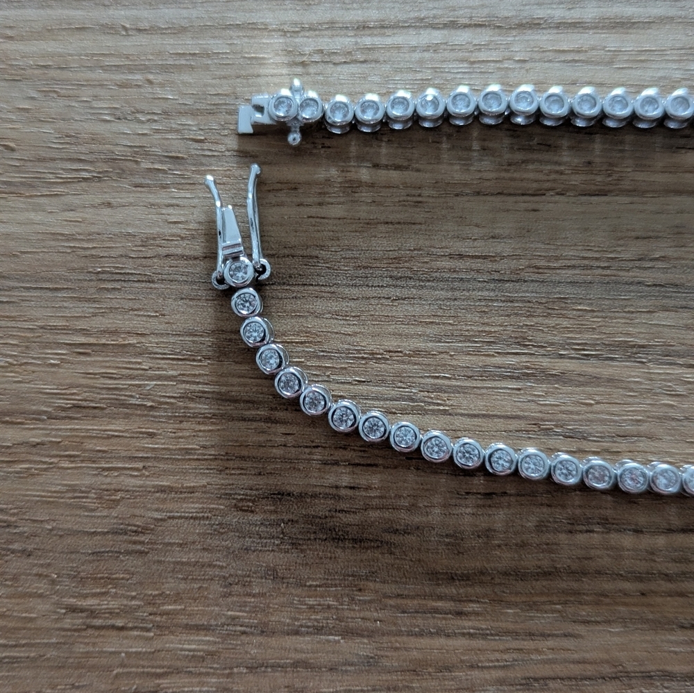 Sterling Silver S925 Tennis Necklace - Picture 5 of 5